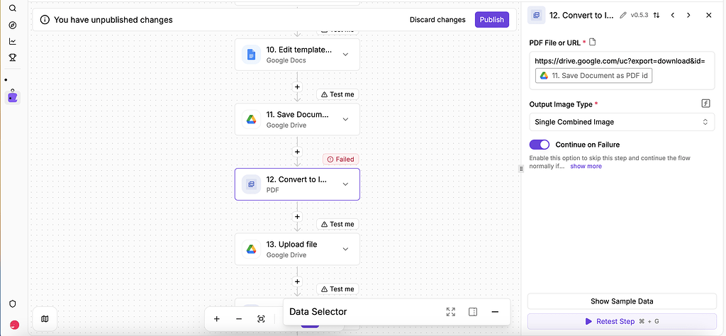 Convert PDF on google Drive to Image - ERROR - Need help - Activepieces ...