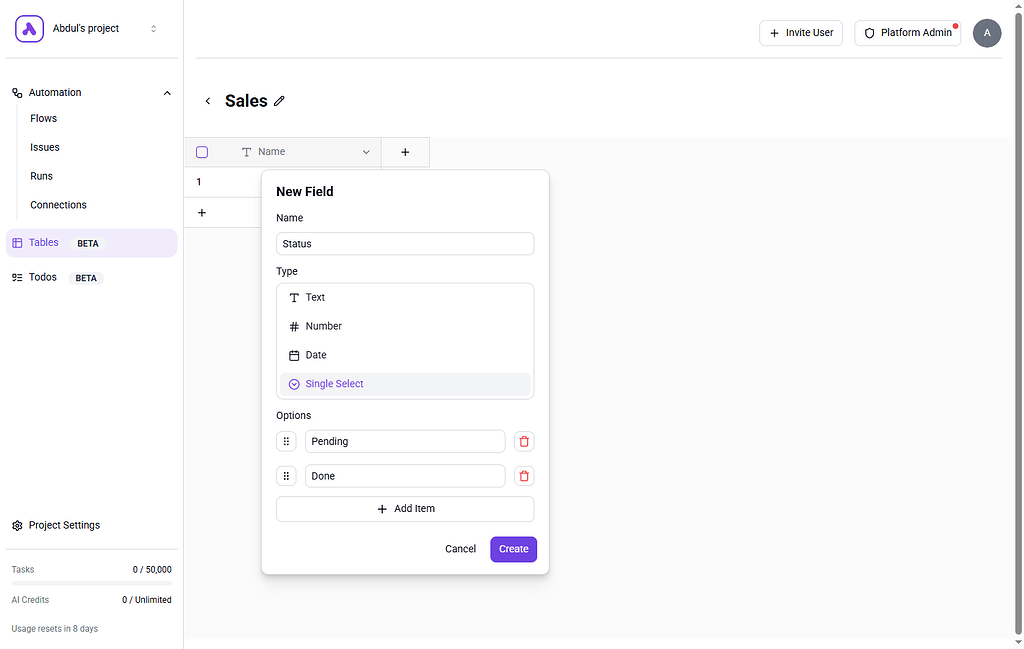 Tables Update: Single Select Fields & Rename Field - Announcements ...